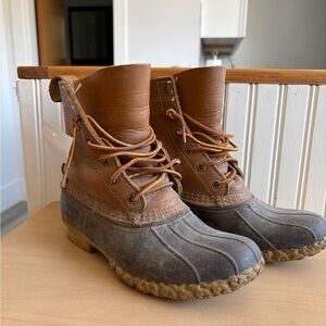 L.L. Bean Tan and Gray Duck Boots